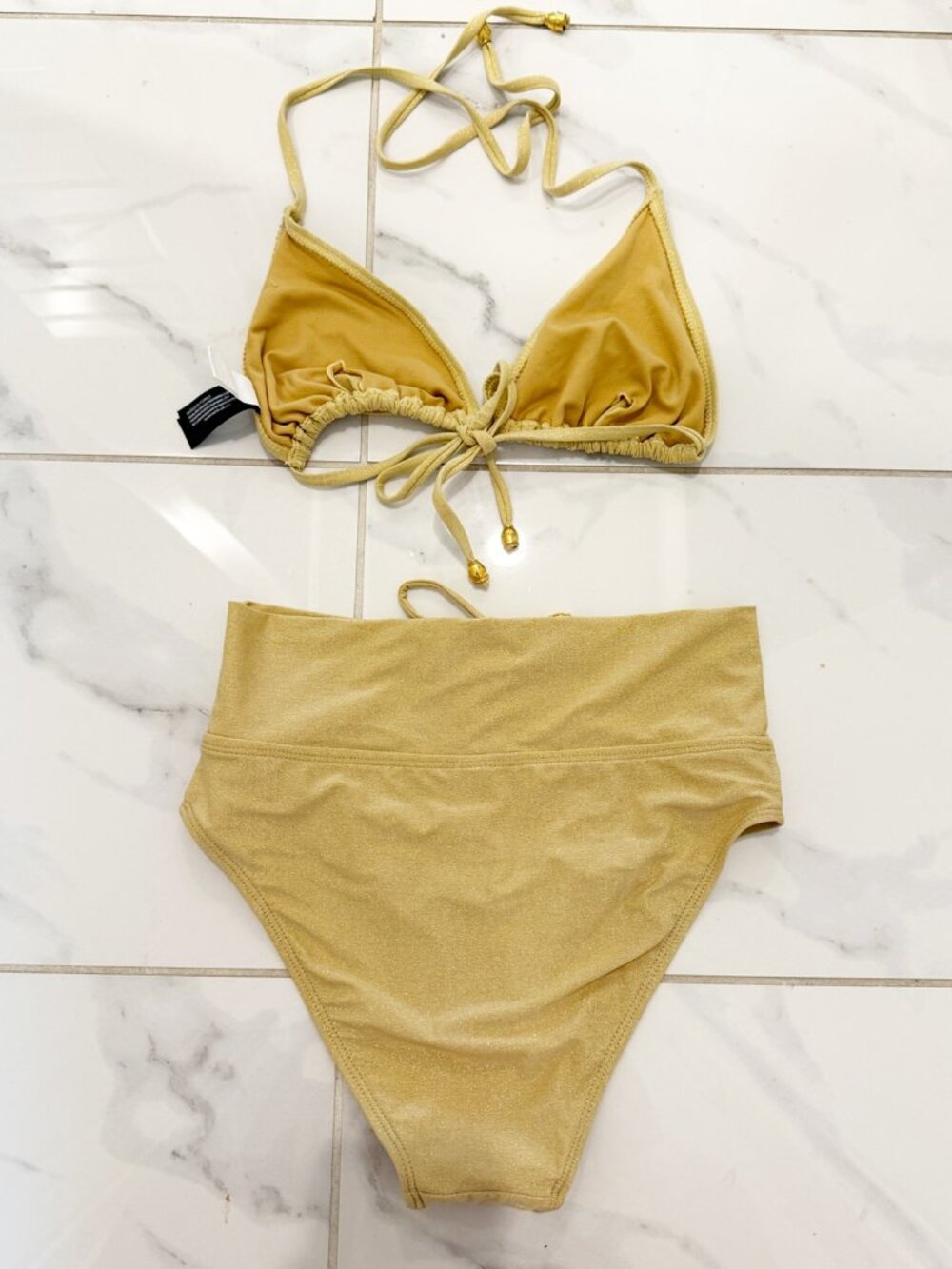 BIKKI BEACH EMMA Gold Lace Up 2-pc Bikini M/L - Picture 3 of 16